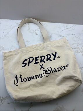Sperry x Rowing Blazers Natural Canvas Tote with Navy Logo